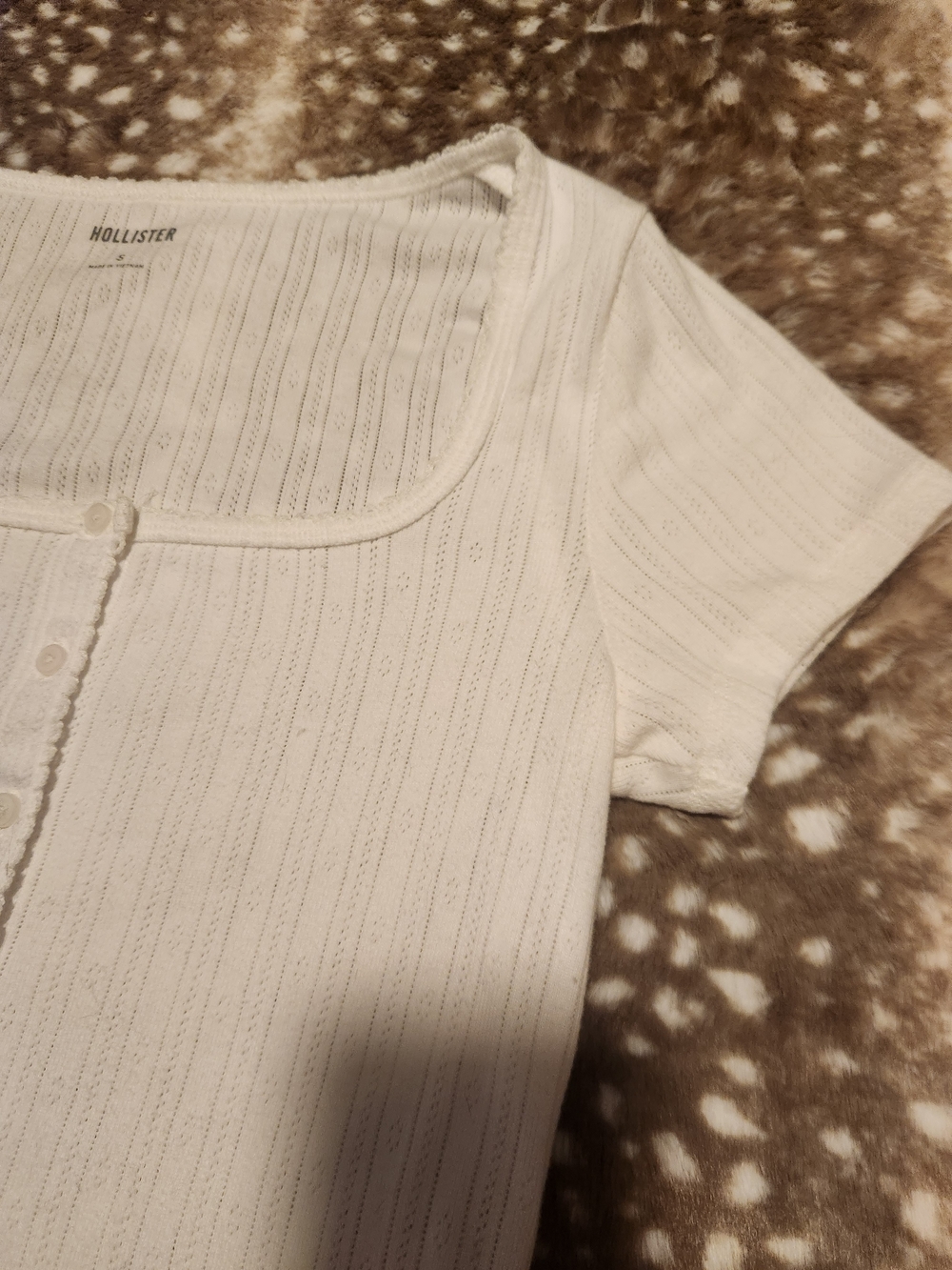 Hollister white button up short sleeve square neck top - Picture 4 of 10